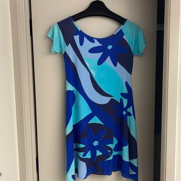 Mico Tahiti exotic floral everyday dress , ocean colors calming - Picture 1 of 4